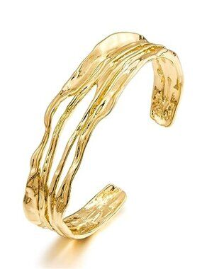 Gold Cuff Bracelet for Women Chunky Multi-layer Cross Wire Open Bracelet Hollow
